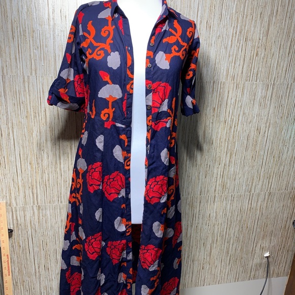 Bombay & Paisley Button Front Floral Shirtdress XSmall Womens - Picture 8 of 14
